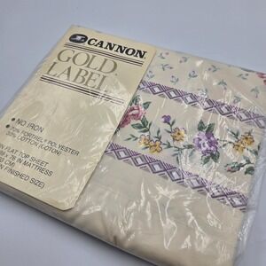 Vintage Cannon Gold Label Floral Twin Flat Top Sheet NOS SEALED NEW! Grandmacore
